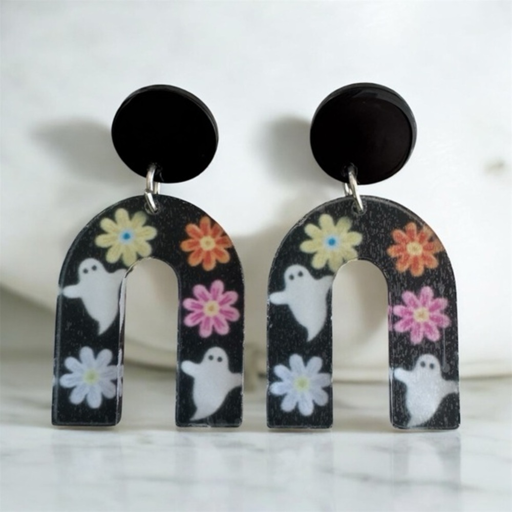 Halloween Ghost Spooky Acrylic Dangle Earrings!